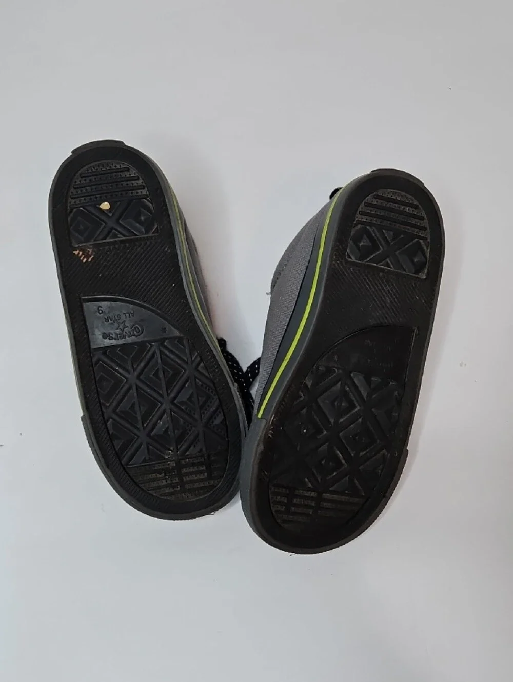 Converse Kids Gray Sneakers with Neon Green Accents